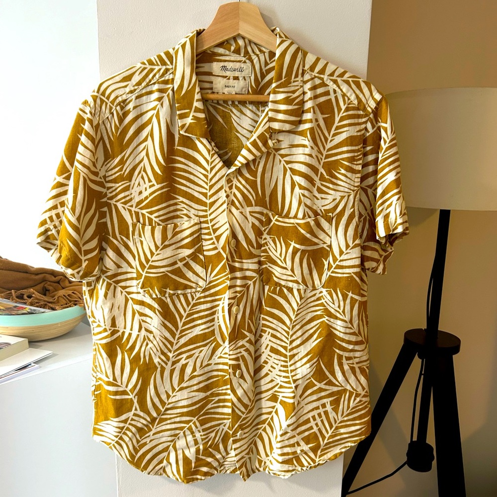 Madewell camp collar easy fit fern fronds shirt